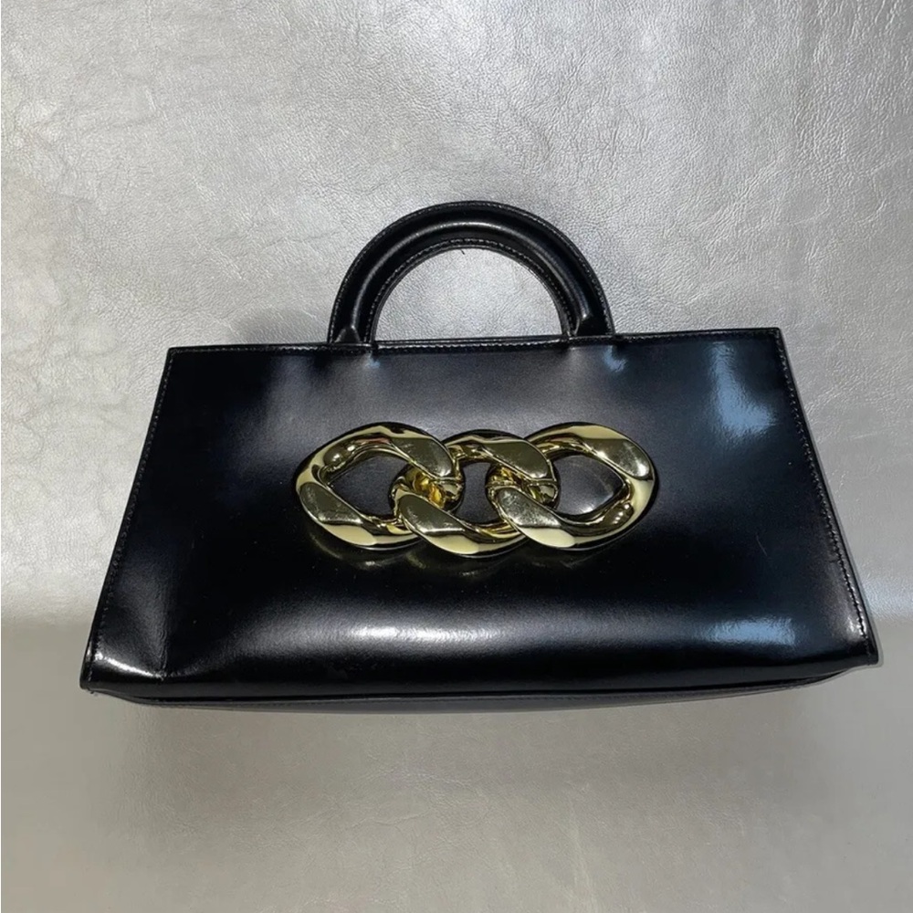 Claudia Firenze embossed Black leather with gold chain CL10536 - Top Handle Bag